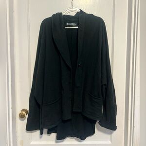 Blue Fish Made In USA Lagenlook Open Shawl Black Cardigan One Size